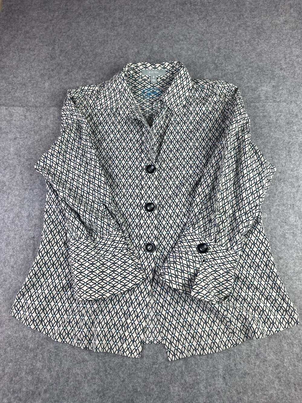 Foxcroft Fitted Geometric Print Button-Down Shirt